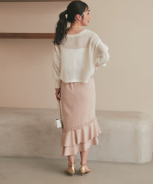 La boutique BonBon(ラブティックボンボン)の「【今すぐお届け!・美シルエット】アシメラッフルジャージマーメイドスカート(スカート・レディース・ネイビー/ピンク/ホワイト・36/38)」の13枚目の写真