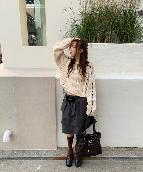 NOIRER FOR WOMAN（ノイアーフォーウーマン）の「ハンドメイドケーブルクロップスウェット（アイボリー）（ニット/セーター・レディース・その他・FREE）」の10枚目の写真