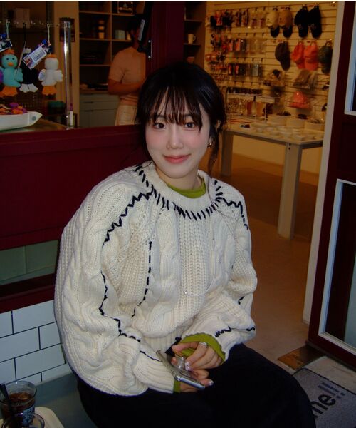 NOIRER FOR WOMAN（ノイアーフォーウーマン）の「ハンドメイドケーブルクロップスウェット（アイボリー）（ニット/セーター・レディース・その他・FREE）」の4枚目の写真