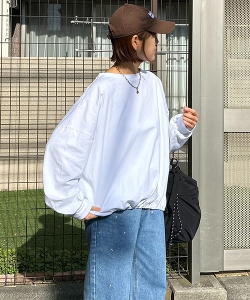 notch.（ノッチ）の「【 notch. by KR 】ドローコードビッグロンT/　ドロストロンT（Tシャツ/カットソー・レディース・オフホワイト/チャコールグレー/ブラック・M）」の2枚目の写真