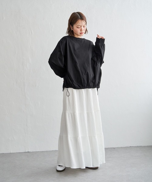 notch.（ノッチ）の「【 notch. by KR 】ドローコードビッグロンT/　ドロストロンT（Tシャツ/カットソー・レディース・オフホワイト/チャコールグレー/ブラック・M）」の12枚目の写真