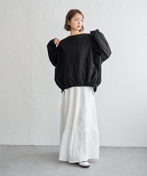 notch.（ノッチ）の「【 notch. by KR 】ドローコードビッグロンT/　ドロストロンT（Tシャツ/カットソー・レディース・オフホワイト/チャコールグレー/ブラック・M）」の11枚目の写真