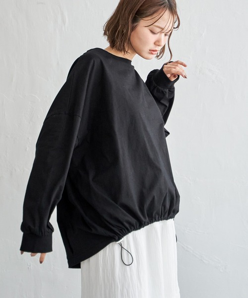 notch.（ノッチ）の「【 notch. by KR 】ドローコードビッグロンT/　ドロストロンT（Tシャツ/カットソー・レディース・オフホワイト/チャコールグレー/ブラック・M）」の20枚目の写真