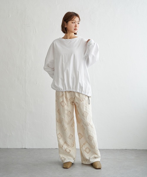 notch.（ノッチ）の「【 notch. by KR 】ドローコードビッグロンT/　ドロストロンT（Tシャツ/カットソー・レディース・オフホワイト/チャコールグレー/ブラック・M）」の15枚目の写真