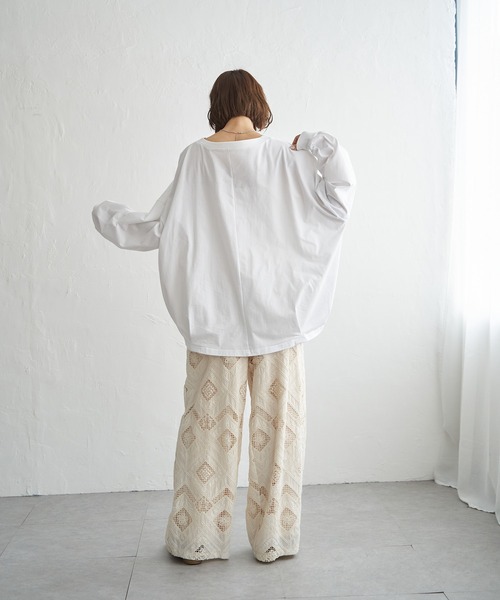 notch.（ノッチ）の「【 notch. by KR 】ドローコードビッグロンT/　ドロストロンT（Tシャツ/カットソー・レディース・オフホワイト/チャコールグレー/ブラック・M）」の16枚目の写真