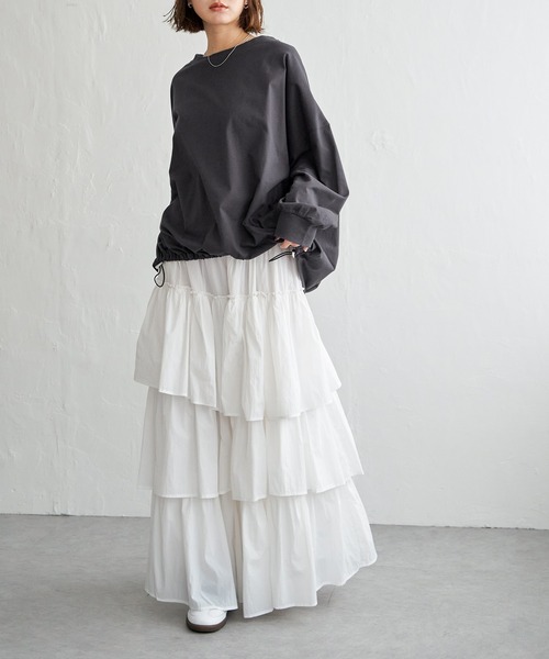 notch.（ノッチ）の「【 notch. by KR 】ドローコードビッグロンT/　ドロストロンT（Tシャツ/カットソー・レディース・オフホワイト/チャコールグレー/ブラック・M）」の13枚目の写真