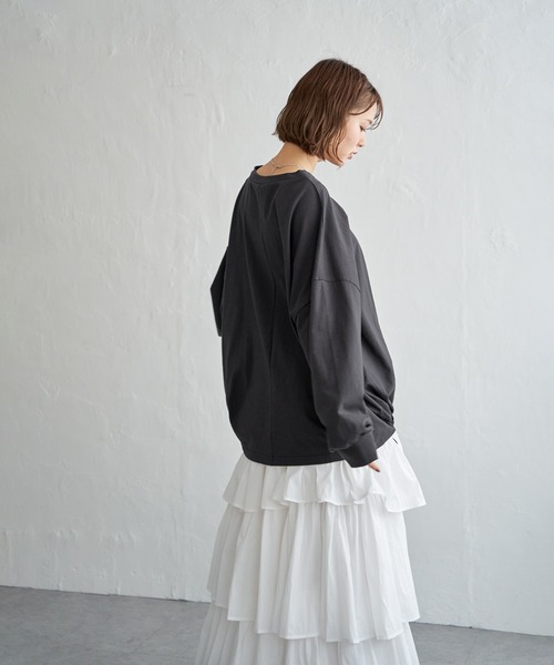 notch.（ノッチ）の「【 notch. by KR 】ドローコードビッグロンT/　ドロストロンT（Tシャツ/カットソー・レディース・オフホワイト/チャコールグレー/ブラック・M）」の9枚目の写真