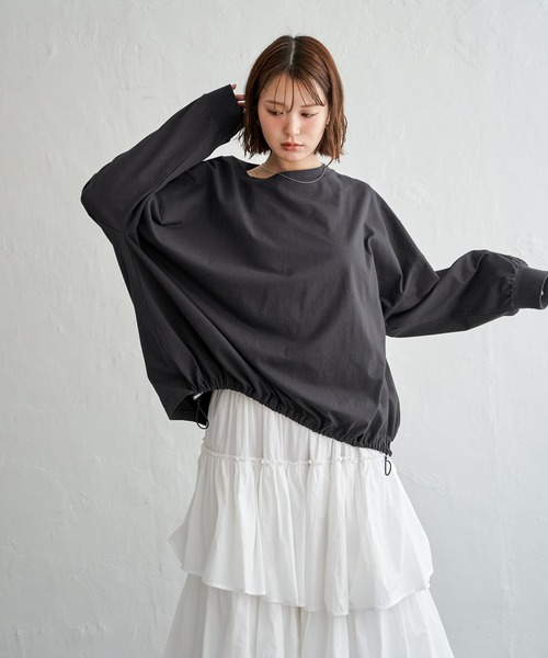 notch.（ノッチ）の「【 notch. by KR 】ドローコードビッグロンT/　ドロストロンT（Tシャツ/カットソー・レディース・オフホワイト/チャコールグレー/ブラック・M）」の10枚目の写真