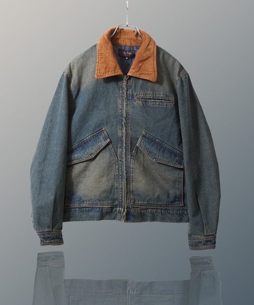 【Laufer】 ヴィンテージ加工 デニム フライトジャケット / Vintage-Washed Denim Flight Jacket