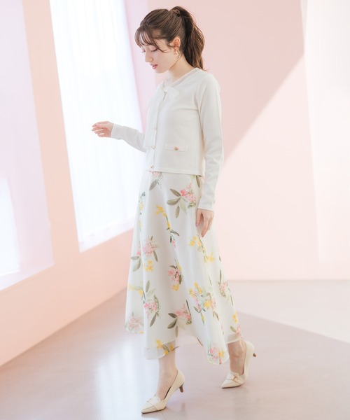 2026春夏新作 ボタニカルオーガンジーフラワースカート（スカート