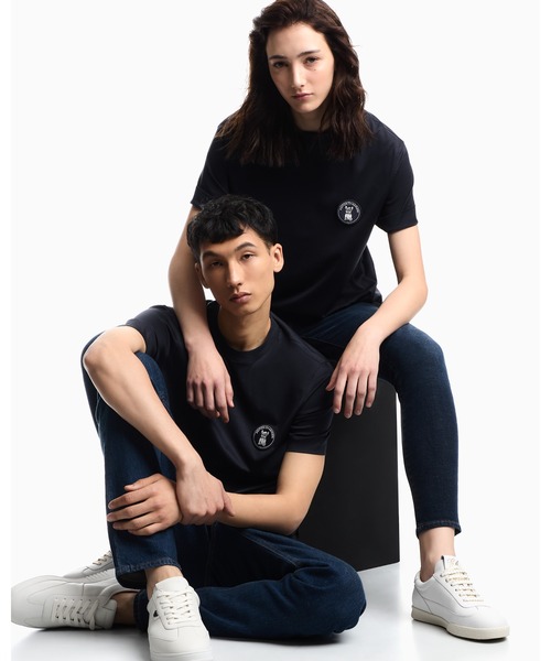 EMPORIO ARMANI(エンポリオアルマーニ)の「【エンポリオ アルマーニ】Tシャツ リヨセル混紡ジャージー フレンチブルドッグパッチ(Tシャツ/カットソー・メンズ・ネイビー/オフホワイト・MEDIUM/LARGE/XX-LARGE/X-SMALL/X-LARGE/SMALL)」の12枚目の写真