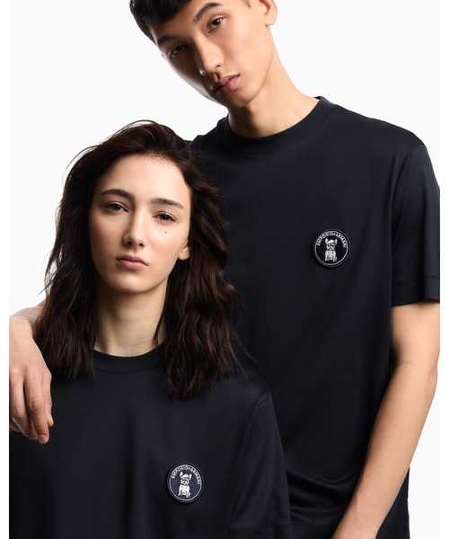 EMPORIO ARMANI（エンポリオアルマーニ）の「【エンポリオ アルマーニ】Tシャツ リヨセル混紡ジャージー フレンチブルドッグパッチ（Tシャツ/カットソー・メンズ・ネイビー/オフホワイト・MEDIUM/LARGE/XX-LARGE/X-SMALL/X-LARGE/SMALL）」の14枚目の写真
