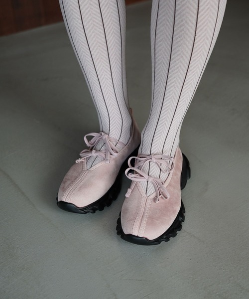 SANSeLF（サンセルフ）の「【SANSeLF】レースアップフラットシューズ sas26s004（その他シューズ・レディース・ピンク/ブラック・36/37/38/39）」の2枚目の写真