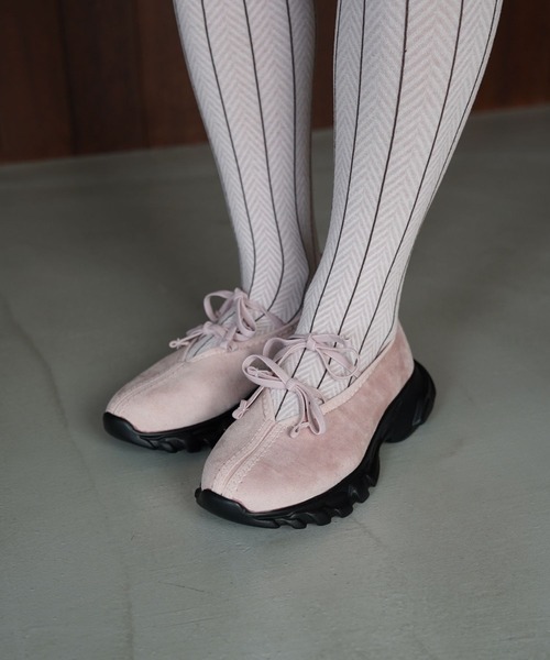 SANSeLF（サンセルフ）の「【SANSeLF】レースアップフラットシューズ sas26s004（その他シューズ・レディース・ピンク/ブラック・36/37/38/39）」の3枚目の写真