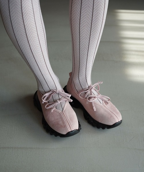 SANSeLF（サンセルフ）の「【SANSeLF】レースアップフラットシューズ sas26s004（その他シューズ・レディース・ピンク/ブラック・36/37/38/39）」の4枚目の写真