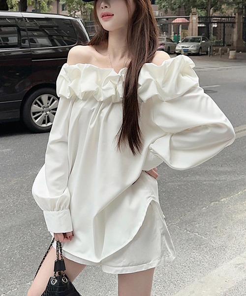 Nia（ニア）の「Nia(ニア)/フリルオフショルブラウス（シャツ/ブラウス・レディース・ホワイト・LARGE/MEDIUM/SMALL）」の5枚目の写真