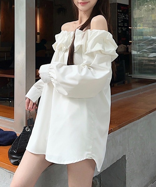 Nia（ニア）の「Nia(ニア)/フリルオフショルブラウス（シャツ/ブラウス・レディース・ホワイト・LARGE/MEDIUM/SMALL）」の8枚目の写真