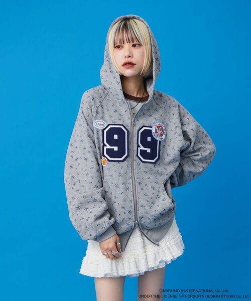 w closet（ダブルクローゼット）の「【ANGEL BLUE】ナカムラくん花柄ワッフルパーカー（パーカー・レディース・ピンク/グレー・FREE）」の12枚目の写真