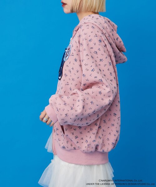 w closet（ダブルクローゼット）の「【ANGEL BLUE】ナカムラくん花柄ワッフルパーカー（パーカー・レディース・ピンク/グレー・FREE）」の14枚目の写真