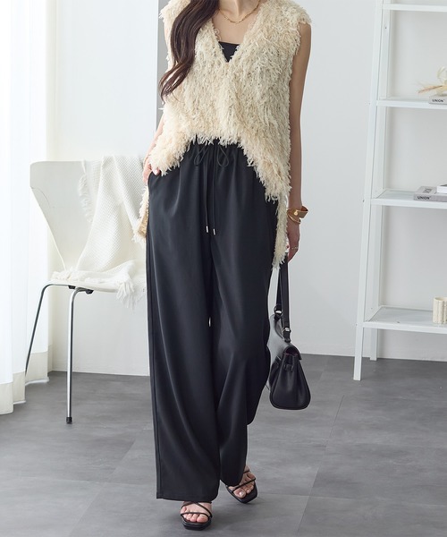 ReDial（リダイアル）の「きれい見え！ワイドイージーパンツ（スラックス・レディース・グレー/ブラック/モカ/アイボリー・L/M/3L/LL）」の14枚目の写真