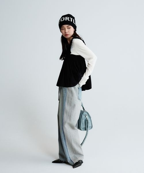 JEANASIS（ジーナシス）の「シャーリングギャザーZIP NS/659556（ベスト・レディース・ブラック/オフホワイト/カーキ・FREE）」の18枚目の写真