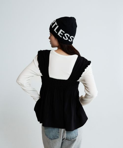 JEANASIS（ジーナシス）の「シャーリングギャザーZIP NS/659556（ベスト・レディース・ブラック/オフホワイト/カーキ・FREE）」の6枚目の写真