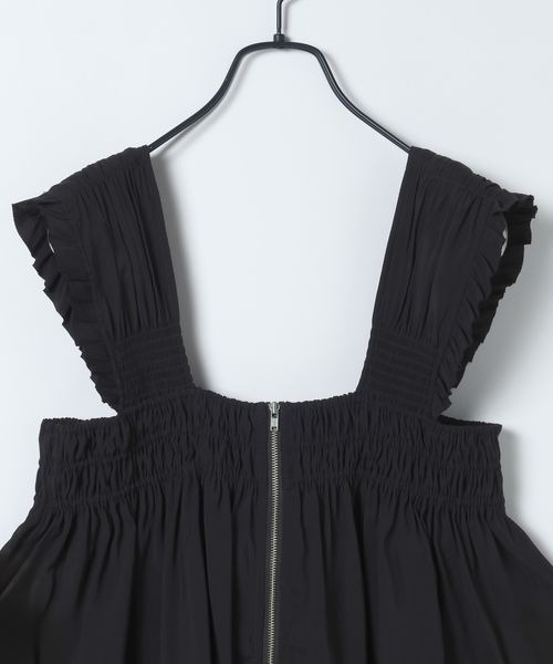 JEANASIS（ジーナシス）の「シャーリングギャザーZIP NS/659556（ベスト・レディース・ブラック/オフホワイト/カーキ・FREE）」の9枚目の写真