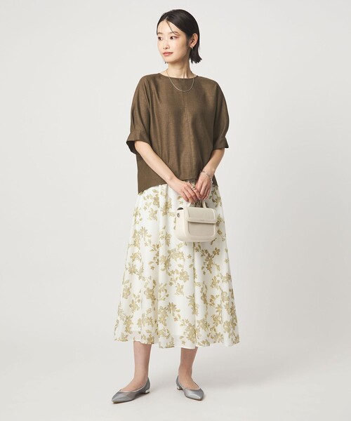 green label relaxing（グリーンレーベルリラクシング）の「リネンライク ブラウス マシンウォッシャブル ストレッチ UVカット（シャツ/ブラウス・レディース・ナチュラル/ブラウン/ネイビー・FREE）」の16枚目の写真