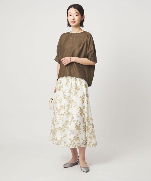 green label relaxing（グリーンレーベルリラクシング）の「リネンライク ブラウス マシンウォッシャブル ストレッチ UVカット（シャツ/ブラウス・レディース・ナチュラル/ブラウン/ネイビー・FREE）」の17枚目の写真