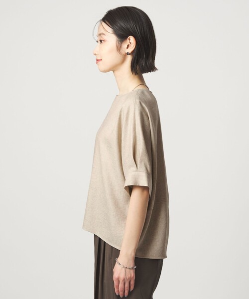 green label relaxing(グリーンレーベルリラクシング)の「リネンライク ブラウス マシンウォッシャブル ストレッチ UVカット(シャツ/ブラウス・レディース・ナチュラル/ブラウン/ネイビー・FREE)」の8枚目の写真