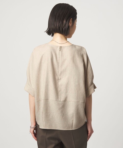 green label relaxing(グリーンレーベルリラクシング)の「リネンライク ブラウス マシンウォッシャブル ストレッチ UVカット(シャツ/ブラウス・レディース・ナチュラル/ブラウン/ネイビー・FREE)」の9枚目の写真