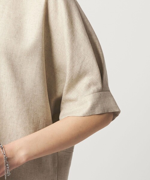 green label relaxing(グリーンレーベルリラクシング)の「リネンライク ブラウス マシンウォッシャブル ストレッチ UVカット(シャツ/ブラウス・レディース・ナチュラル/ブラウン/ネイビー・FREE)」の12枚目の写真