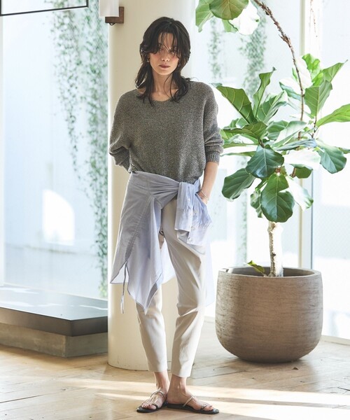 qualite(カリテ)の「ミックスカラードライコットンニット 春服 夏服 オフィスカジュアル(ニット/セーター・レディース・グレー/ブルー/ベージュ/スモークピンク・フリー)」の9枚目の写真