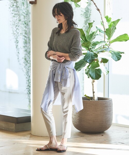 qualite(カリテ)の「ミックスカラードライコットンニット 春服 夏服 オフィスカジュアル(ニット/セーター・レディース・グレー/ブルー/ベージュ/スモークピンク・フリー)」の10枚目の写真