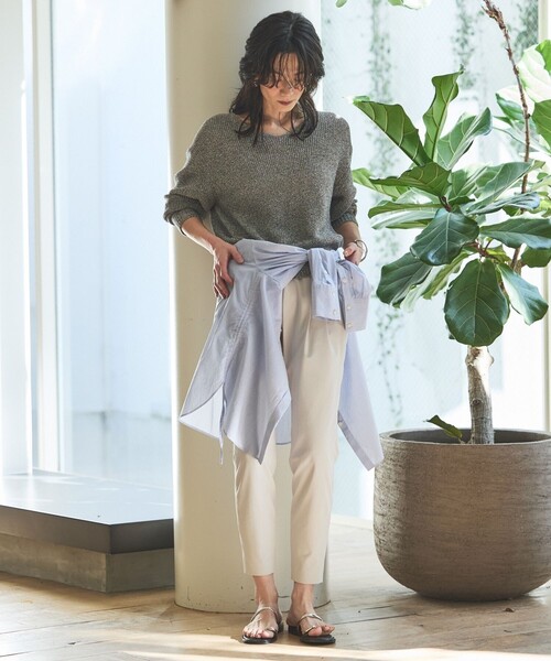 qualite(カリテ)の「ミックスカラードライコットンニット 春服 夏服 オフィスカジュアル(ニット/セーター・レディース・グレー/ブルー/ベージュ/スモークピンク・フリー)」の11枚目の写真