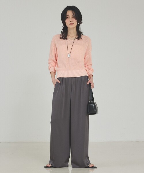 qualite(カリテ)の「ミックスカラードライコットンニット 春服 夏服 オフィスカジュアル(ニット/セーター・レディース・グレー/ブルー/ベージュ/スモークピンク・フリー)」の18枚目の写真