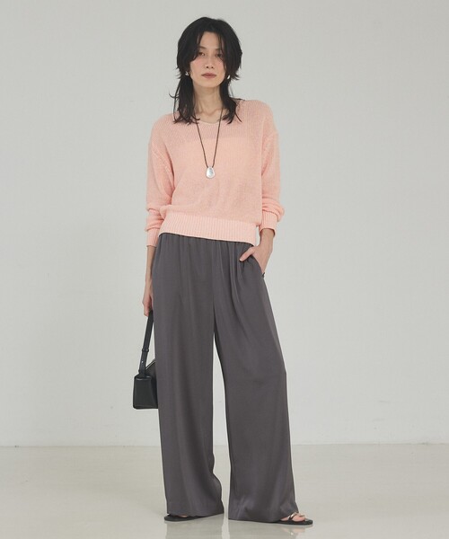 qualite(カリテ)の「ミックスカラードライコットンニット 春服 夏服 オフィスカジュアル(ニット/セーター・レディース・グレー/ブルー/ベージュ/スモークピンク・フリー)」の20枚目の写真