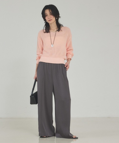 qualite（カリテ）の「ミックスカラードライコットンニット/春服/夏服/オフィスカジュアル（ニット/セーター・レディース・グレー/ブルー/ベージュ/スモークピンク・フリー）」の15枚目の写真