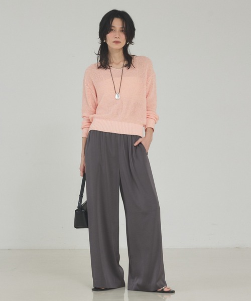 qualite（カリテ）の「ミックスカラードライコットンニット/春服/夏服/オフィスカジュアル（ニット/セーター・レディース・グレー/ブルー/ベージュ/スモークピンク・フリー）」の8枚目の写真