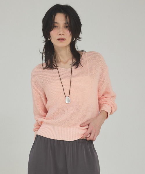 qualite（カリテ）の「ミックスカラードライコットンニット/春服/夏服/オフィスカジュアル（ニット/セーター・レディース・グレー/ブルー/ベージュ/スモークピンク・フリー）」の16枚目の写真