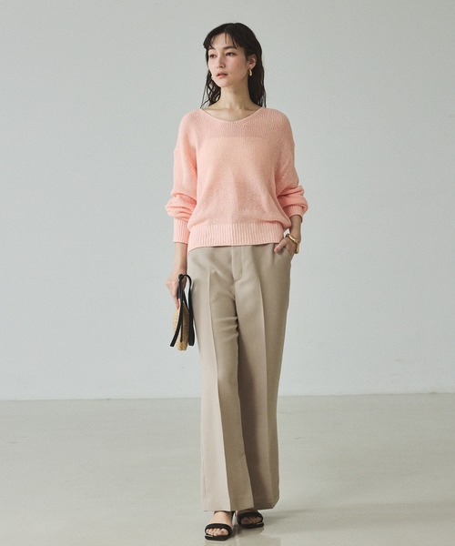 qualite（カリテ）の「ミックスカラードライコットンニット/春服/夏服/オフィスカジュアル（ニット/セーター・レディース・グレー/ブルー/ベージュ/スモークピンク・フリー）」の18枚目の写真