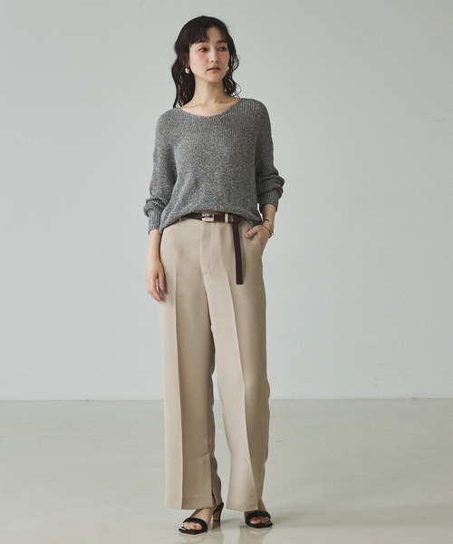 qualite（カリテ）の「ミックスカラードライコットンニット/春服/夏服/オフィスカジュアル（ニット/セーター・レディース・グレー/ブルー/ベージュ/スモークピンク・フリー）」の11枚目の写真