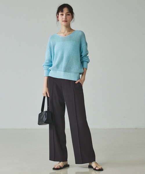 qualite（カリテ）の「ミックスカラードライコットンニット/春服/夏服/オフィスカジュアル（ニット/セーター・レディース・グレー/ブルー/ベージュ/スモークピンク・フリー）」の10枚目の写真