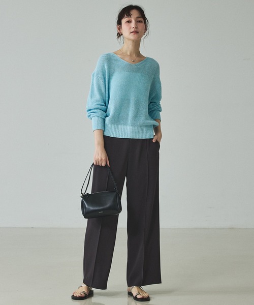 qualite（カリテ）の「ミックスカラードライコットンニット/春服/夏服/オフィスカジュアル（ニット/セーター・レディース・グレー/ブルー/ベージュ/スモークピンク・フリー）」の21枚目の写真