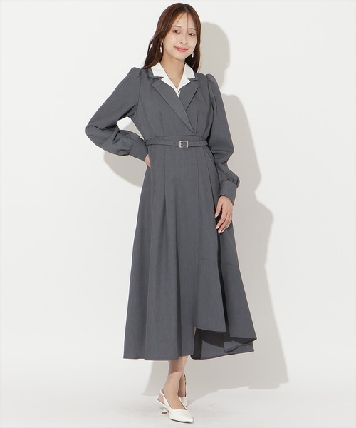 AND COUTURE(アンドクチュール)の「ダブルカラーワンピース(ワンピース・レディース・ベージュ/ライトグレー/ネイビー・SMALL/MEDIUM)」の15枚目の写真