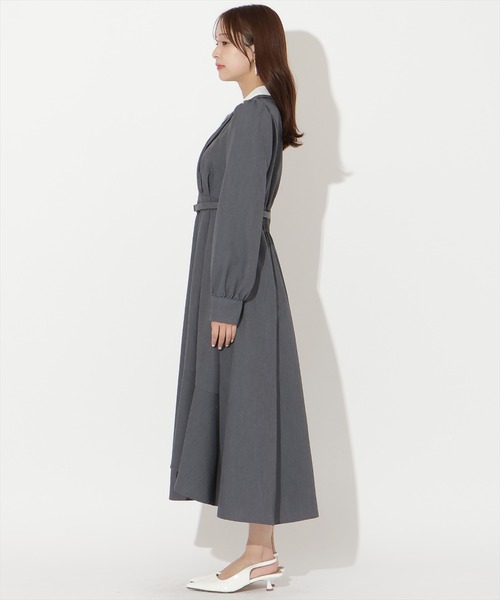 AND COUTURE(アンドクチュール)の「ダブルカラーワンピース(ワンピース・レディース・ベージュ/ライトグレー/ネイビー・SMALL/MEDIUM)」の16枚目の写真