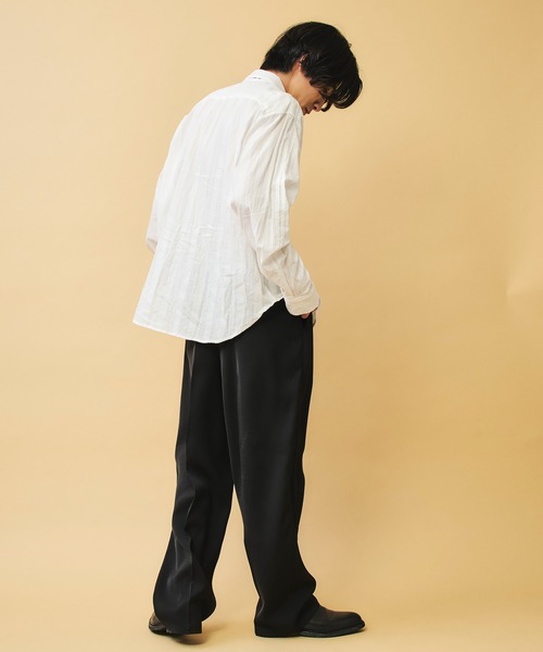 DAWNCE(ダウンス)の「タックワイドイージースラックス【ウエスト調整可能】(スラックス・メンズ・ストライプ/ブラック・L/M)」の18枚目の写真