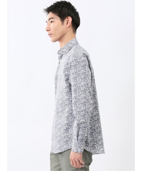 TAKA-Q(タカキュー)の「シャツ メンズ 長袖 ストレッチ 綿混 プリント ワイドカラー (シャツ/ブラウス・メンズ・ネイビー・LARGE/MEDIUM/X-LARGE)」の3枚目の写真