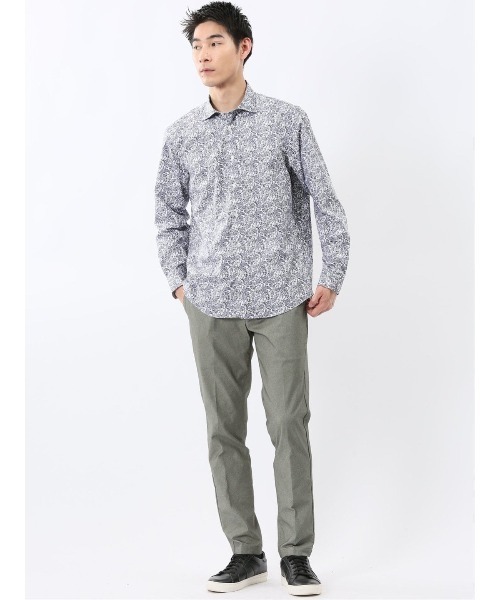 TAKA-Q(タカキュー)の「シャツ メンズ 長袖 ストレッチ 綿混 プリント ワイドカラー (シャツ/ブラウス・メンズ・ネイビー・LARGE/MEDIUM/X-LARGE)」の6枚目の写真