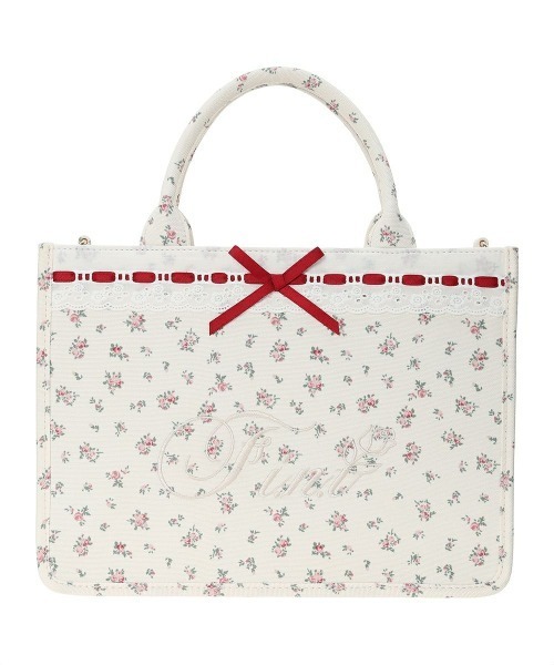 F i.n.t(フィント)の「はしごリボン小花柄トートバッグ(トートバッグ・レディース・ライトブルー/レッド・FREE)」の13枚目の写真